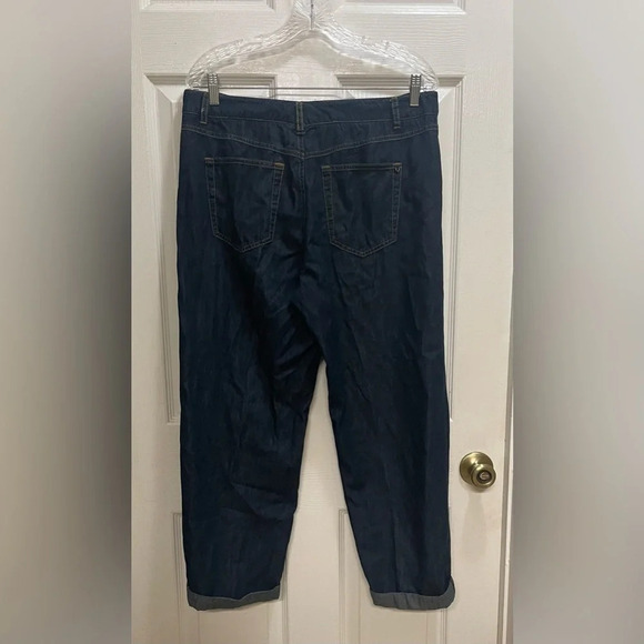 Vince. Dark Wash Lightweight Cropped Denim Jeans Cuffed Hem Luxe Size 12 - Picture 2 of 8